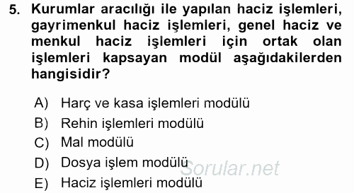 Ulusal Yargı Ağı Projesi 2 2017 - 2018 3 Ders Sınavı 5.Soru