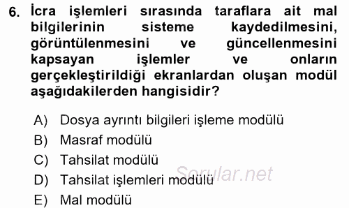 Ulusal Yargı Ağı Projesi 2 2017 - 2018 3 Ders Sınavı 6.Soru