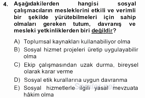 Sosyal Hizmet Yönetimi 2013 - 2014 Ara Sınavı 4.Soru