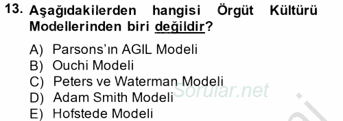 Stratejik Yönetim 1 2014 - 2015 Dönem Sonu Sınavı 13.Soru