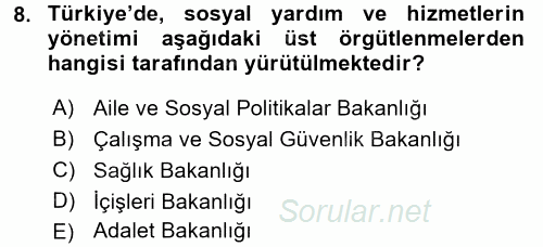 Sosyal Güvenlik 2016 - 2017 Ara Sınavı 8.Soru