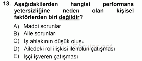 Performans ve Kariyer Yönetimi 2013 - 2014 Tek Ders Sınavı 13.Soru