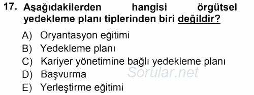 Performans ve Kariyer Yönetimi 2013 - 2014 Tek Ders Sınavı 17.Soru