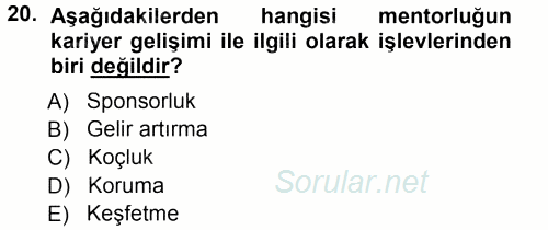 Performans ve Kariyer Yönetimi 2013 - 2014 Tek Ders Sınavı 20.Soru
