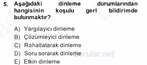 Kişisel Satış Teknikleri 2013 - 2014 Dönem Sonu Sınavı 5.Soru