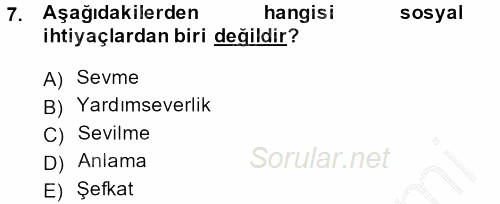 Kişisel Satış Teknikleri 2013 - 2014 Dönem Sonu Sınavı 7.Soru