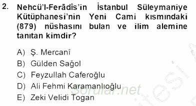 XIV-XV. Yüzyıllar Türk Dili 2014 - 2015 Ara Sınavı 2.Soru