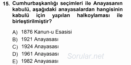 Anayasa Hukuku 2012 - 2013 Ara Sınavı 15.Soru