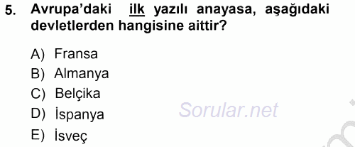 Anayasa Hukuku 2012 - 2013 Ara Sınavı 5.Soru