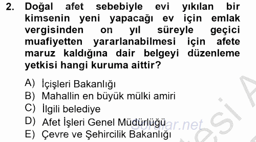 Özel Vergi Hukuku 2 2012 - 2013 Dönem Sonu Sınavı 2.Soru