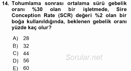 Doğum Bilgisi ve Suni Tohumlama 2015 - 2016 Dönem Sonu Sınavı 14.Soru