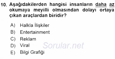 Stratejik İletişim 2015 - 2016 Ara Sınavı 10.Soru