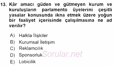 Stratejik İletişim 2015 - 2016 Ara Sınavı 13.Soru