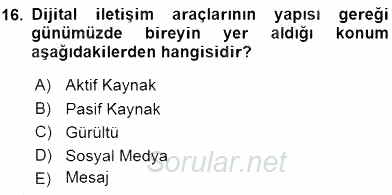 Stratejik İletişim 2015 - 2016 Ara Sınavı 16.Soru