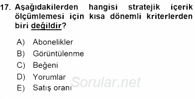 Stratejik İletişim 2015 - 2016 Ara Sınavı 17.Soru