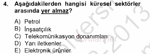 Stratejik Yönetim 2 2012 - 2013 Dönem Sonu Sınavı 4.Soru