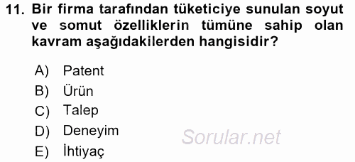 Pazarlama İletişimi 2017 - 2018 3 Ders Sınavı 11.Soru