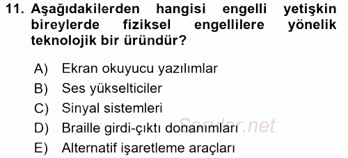 Bakım Elemanı Yetiştirme Ve Geliştirme 2 2017 - 2018 Ara Sınavı 11.Soru