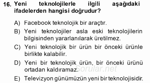 Medya Sosyolojisi 2014 - 2015 Tek Ders Sınavı 16.Soru