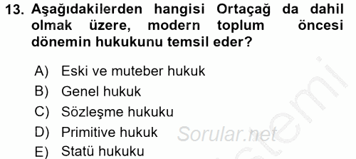 Hukuk Sosyolojisi 2016 - 2017 3 Ders Sınavı 13.Soru