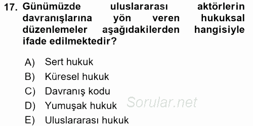 Hukuk Sosyolojisi 2016 - 2017 3 Ders Sınavı 17.Soru