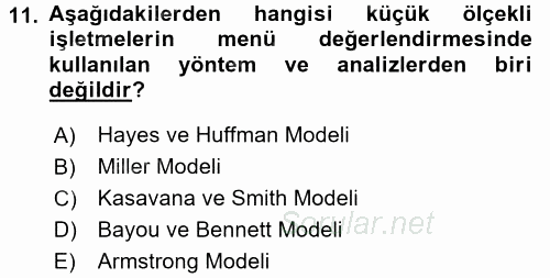 Menü Yönetimi 2017 - 2018 Dönem Sonu Sınavı 11.Soru