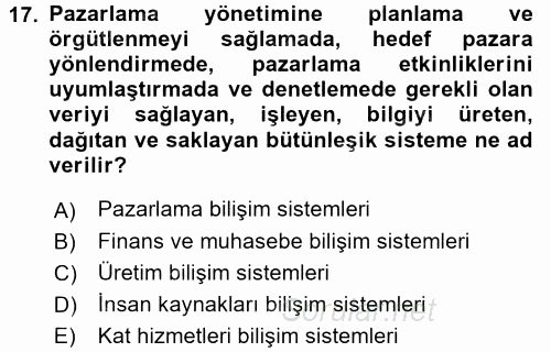 Menü Yönetimi 2017 - 2018 Dönem Sonu Sınavı 17.Soru