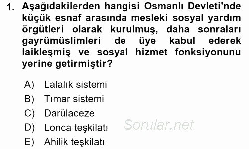 Sosyal Hizmete Giriş 2017 - 2018 Ara Sınavı 1.Soru