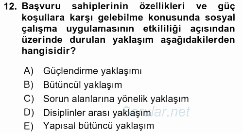 Sosyal Hizmete Giriş 2017 - 2018 Ara Sınavı 12.Soru