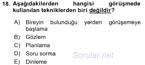 Sosyal Hizmete Giriş 2017 - 2018 Ara Sınavı 18.Soru