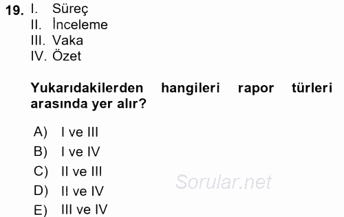 Sosyal Hizmete Giriş 2017 - 2018 Ara Sınavı 19.Soru