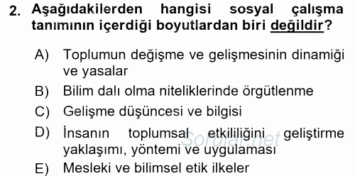 Sosyal Hizmete Giriş 2017 - 2018 Ara Sınavı 2.Soru