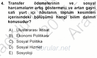 Sosyal Politika 1 2015 - 2016 Ara Sınavı 4.Soru