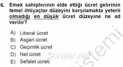 Sosyal Politika 1 2015 - 2016 Ara Sınavı 6.Soru