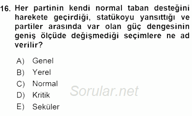 Siyasal İletişim 2016 - 2017 Dönem Sonu Sınavı 16.Soru