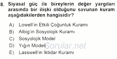 Siyasal İletişim 2016 - 2017 Dönem Sonu Sınavı 8.Soru