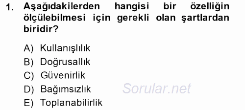 Ölçme Ve Değerlendirme 2014 - 2015 Ara Sınavı 1.Soru