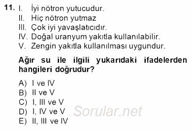 Elektrik Enerjisi Üretimi 2014 - 2015 Ara Sınavı 11.Soru