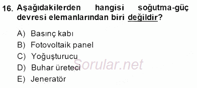 Elektrik Enerjisi Üretimi 2014 - 2015 Ara Sınavı 16.Soru