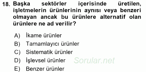 Stratejik Yönetim 1 2017 - 2018 Ara Sınavı 18.Soru