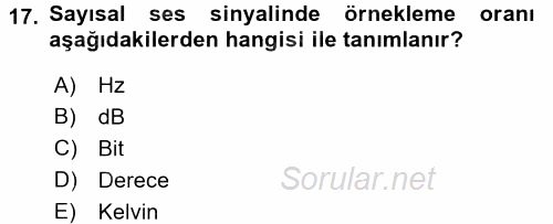 Videonun Kullanım Alanları 2015 - 2016 Dönem Sonu Sınavı 17.Soru