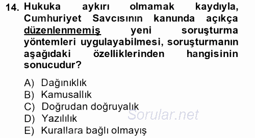 Ceza Muhakemesi Hukuku 2013 - 2014 Tek Ders Sınavı 14.Soru