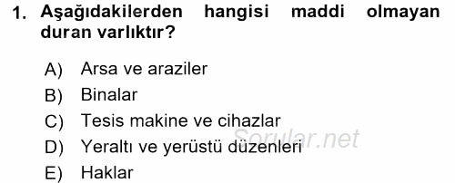 Muhasebe Uygulamaları 2016 - 2017 Ara Sınavı 1.Soru