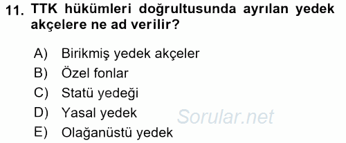 Muhasebe Uygulamaları 2016 - 2017 Ara Sınavı 11.Soru
