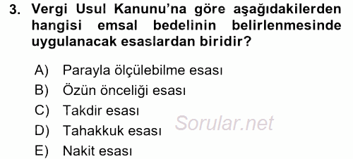 Muhasebe Uygulamaları 2016 - 2017 Ara Sınavı 3.Soru