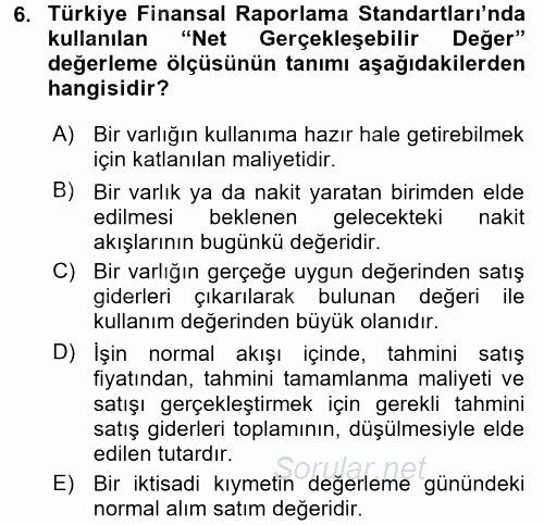Muhasebe Uygulamaları 2016 - 2017 Ara Sınavı 6.Soru