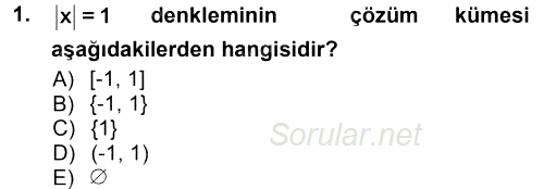 Okulöncesinde Matematik Eğitimi 2012 - 2013 Ara Sınavı 1.Soru