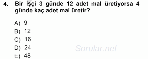 Okulöncesinde Matematik Eğitimi 2012 - 2013 Ara Sınavı 4.Soru