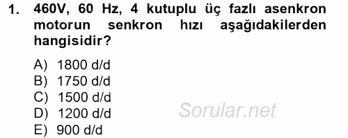 Elektromekanik Kumanda Sistemleri 2014 - 2015 Tek Ders Sınavı 1.Soru