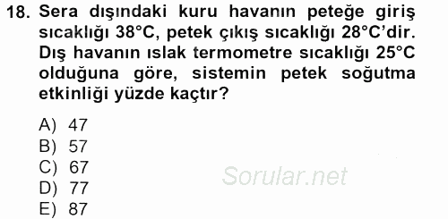 Örtü Altı Üretim Sistemleri 2012 - 2013 Ara Sınavı 18.Soru
